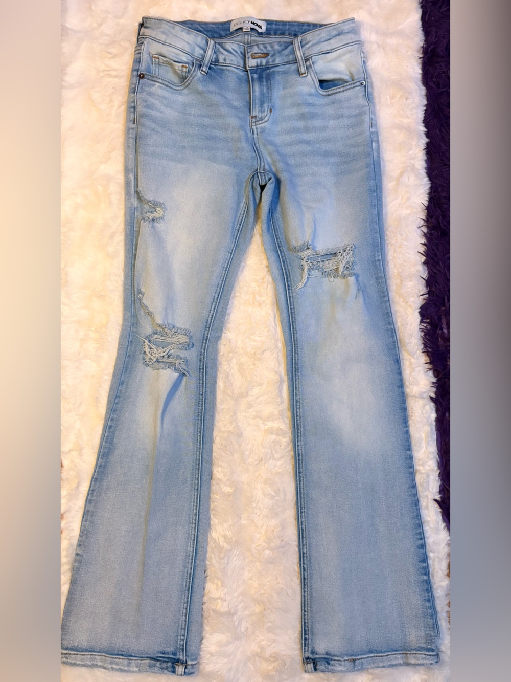 Fashion Nova Light Blue Ripped Skinny Jeans